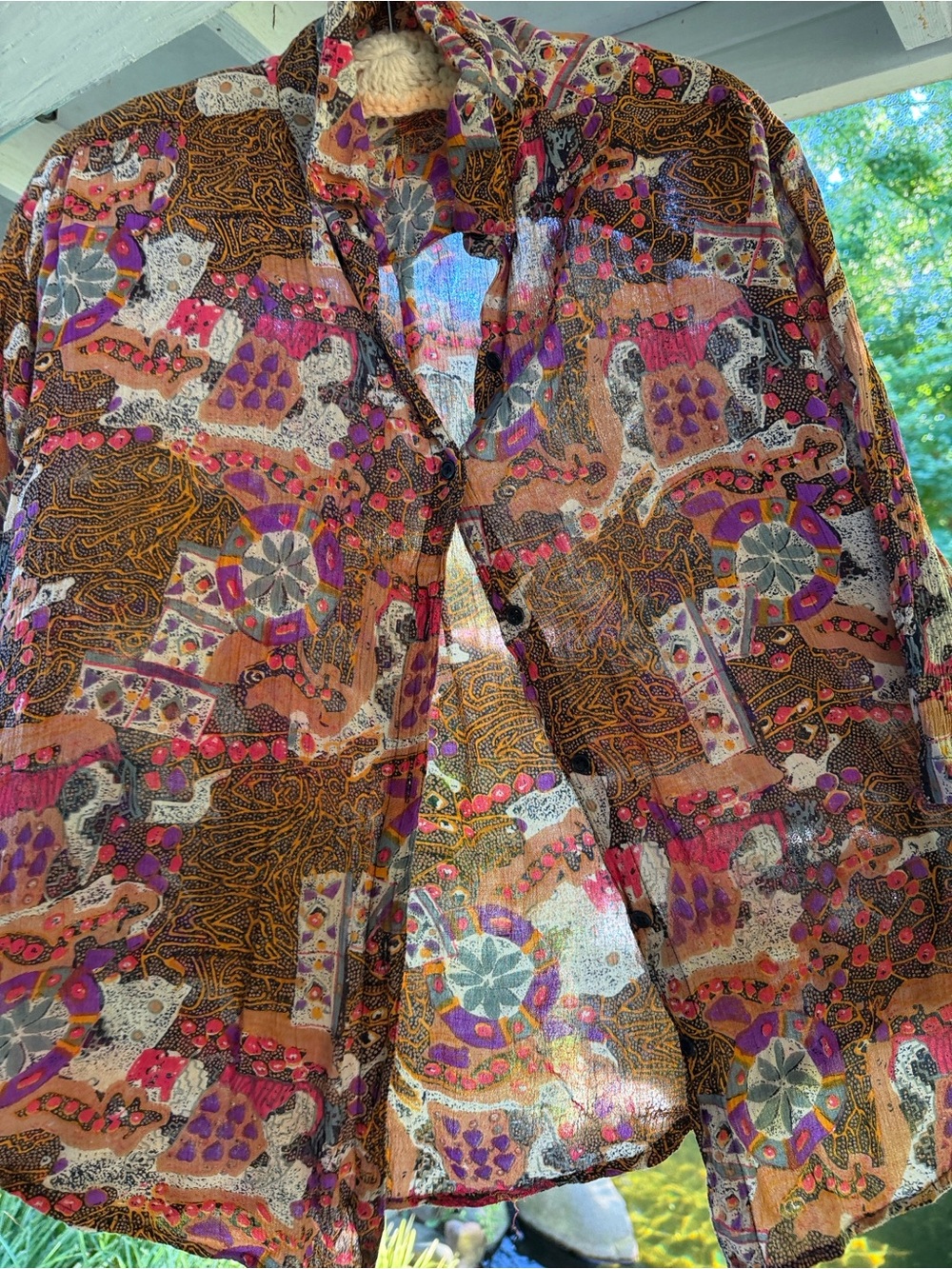 Jane Ashley Multicolor Hippie Paisley Blouse - Mustard, Black & Purple Accents